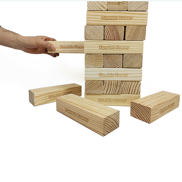 Wood tumble tower game